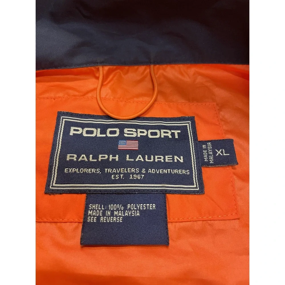 Polo Sport Ralph Lauren Jacket Mens XL‎ Orange Windbreaker Full Zip Lightweight